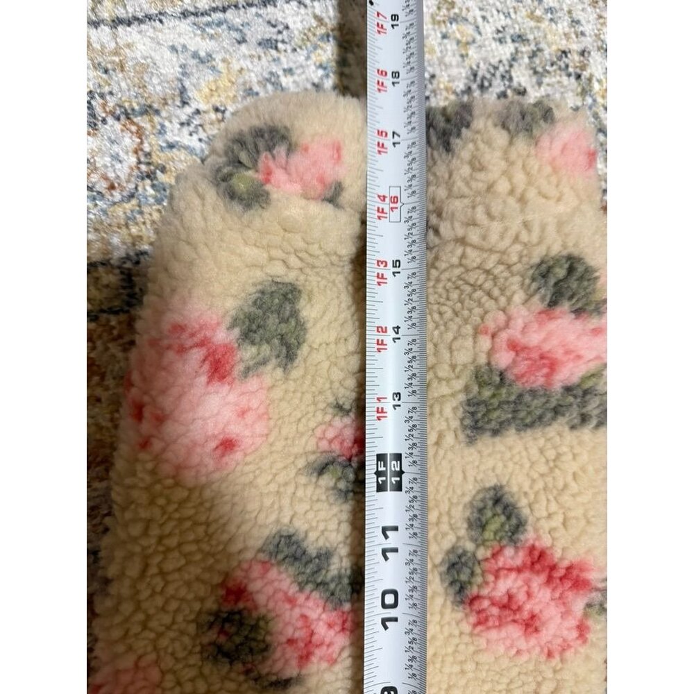 THAT'S IT Textured Fleece Jacket Womens Large Beige Floral Zip Up‎ NEW - Picture 4 of 5